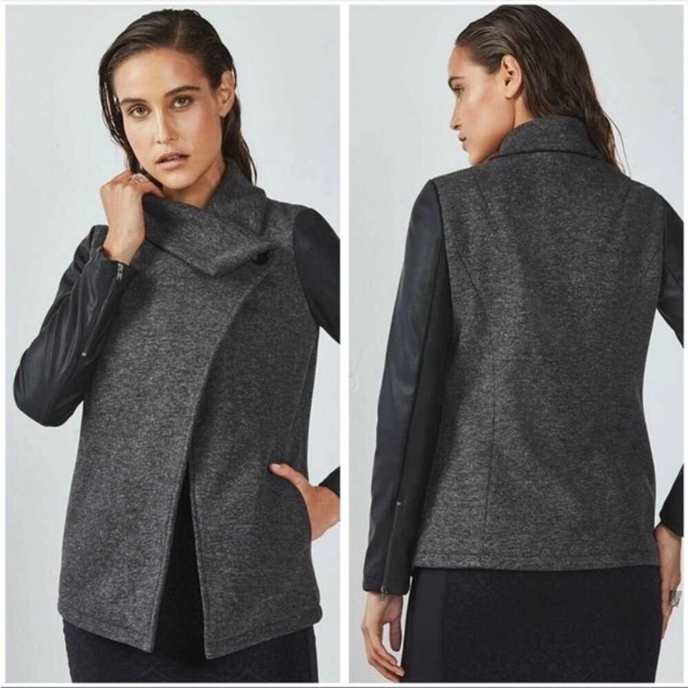 Fabletics Milano Coat With Faux Leather Sleeves Womens M